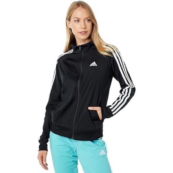 NEW Adidas Women's Black Jacket with White Stripes NEW - Picture 2 of 7